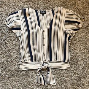 By & By Blue Striped Blouse